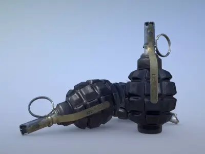 Ammo Grenade F1-UZRGM-2 Black Low-poly 3D model