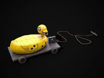Haunting Duck Pull Along Low-poly 3D model