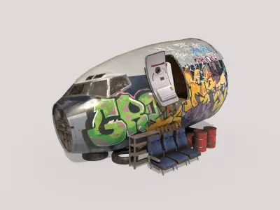 Aircraft Head with Graffiti in the Aircraft Graveyard 3D model