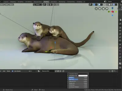 otters three 3D model