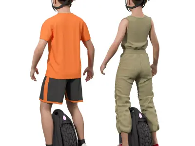 Electric Unicycle character Low-poly 3D model