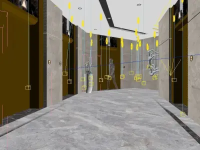 Modern Hotel Elevator Hall Low-poly 3D model