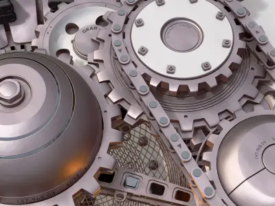 Gear Mechanism with Chains M1 3D model