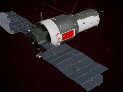 Almaz Military Salyut Space Station 3D model