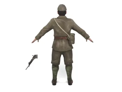 Japanese Soldier Low-poly 3D model
