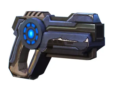 Cartoon Gun Blaster Barrel Nagan Nuff Pistol Revolver Cannon Low-poly 3D model