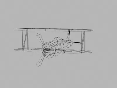 Biplane Game Ready 3d Model Low-poly 3D model