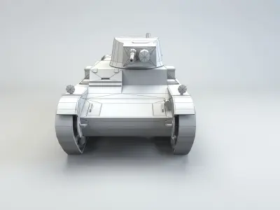 Low Poly 7TP light tank Low-poly 3D model