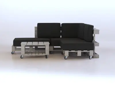 Living room pallet furniture 3D model