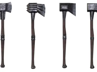 Modular Melee Axe Low Poly Stylized Axe Procedural Weapon Parts Low-poly 3D model