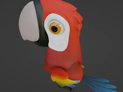 Cartoon Macaw Not Rigged 3D model