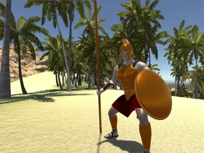 HOPLITE I greek warrior in armor Low-poly 3D model