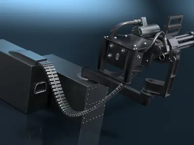 Helicopter Minigun Turret 3D model