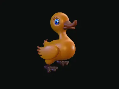 Duck-toy orange duck Low-poly 3D model