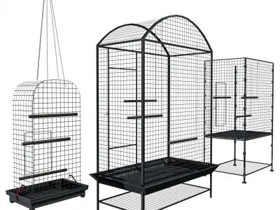 Bird Cage Pack Low-poly 3D model