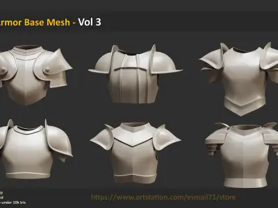 30 Armor Base Mesh - Vol 3 Low-poly 3D model