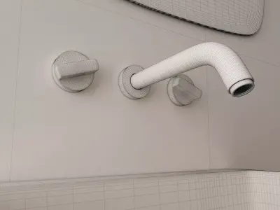 BathroomSet02 bathroom with sink and mirror Free 3D model