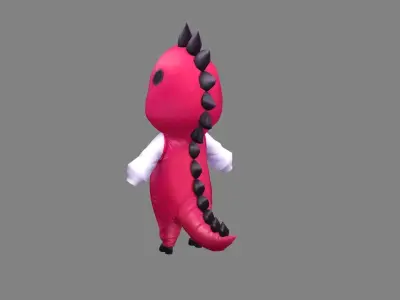 Cartoon purple dragon costume - cosplay Low-poly 3D model