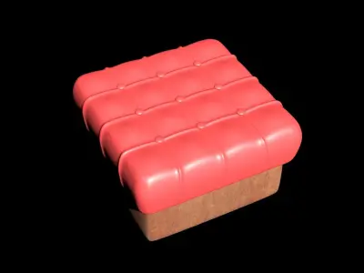 Tufted Leather Ottoman Free 3D model