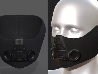 Gas mask respirator scifi futuristic 3d  Low-poly 3D model 47