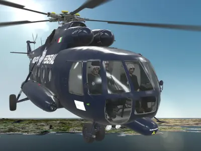 Mi-17 Mexican Police Animated Low-poly 3D model
