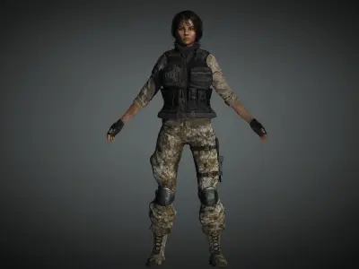 AAA Military Female Character 01 Low-poly 3D model