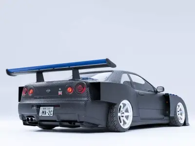 Full carbon widebody r34 Free 3D model