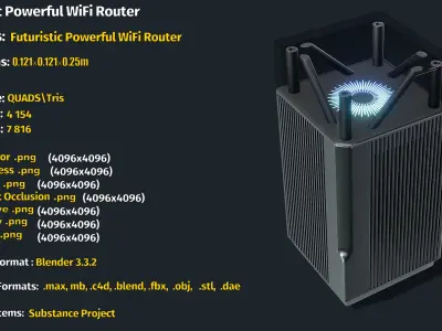 Futuristic Powerful WiFi Router 3D model