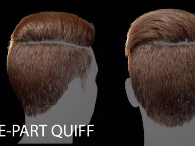 Comb-over with a hard part hairstyle Realtime hair Low-poly 3D model