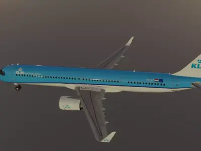 KLM Airbus a321neo low poly 3D Model  Low-poly 3D model