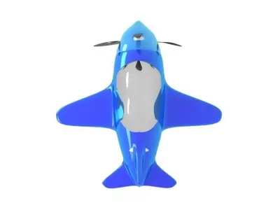 Small blue airplane 3D model
