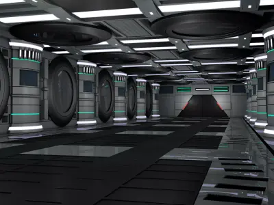 Sci Fi Corridor Interior 3D model 5