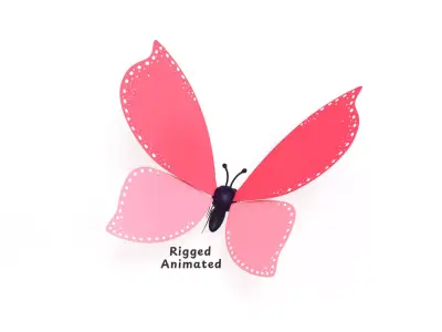Butterfly Wing Flapping 02 Animated for Game  Low-poly 3D model