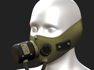Gas mask protection scifi futuristic  Low-poly 3D model