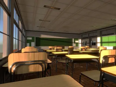 Based - Anime School Room 3D Model - V1 - Source model Free 3D model