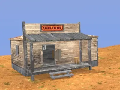 Western saloon Free low-poly 3D model