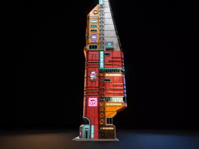 SCIFI CYBERPUNK FUTURISTIC NEON SKYSCRAPER 04 Low-poly 3D model