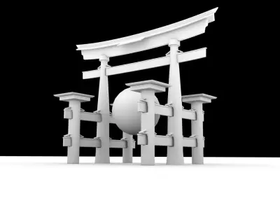 Japanese Shrine Low-poly 3D model