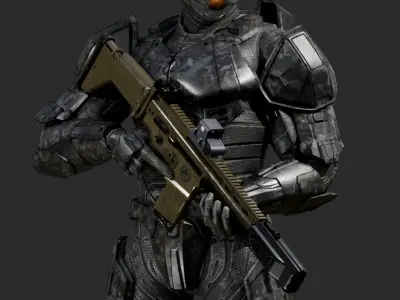 Game Ready Assault Rifle Model 3D model