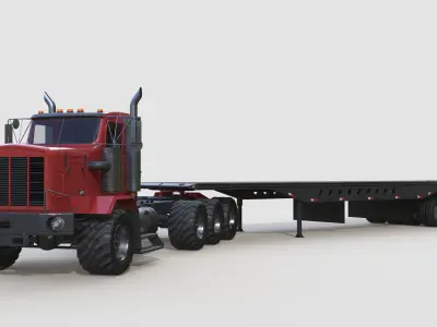 Severe Duty Oilfield Tridem Winch Truck Low-poly 3D model