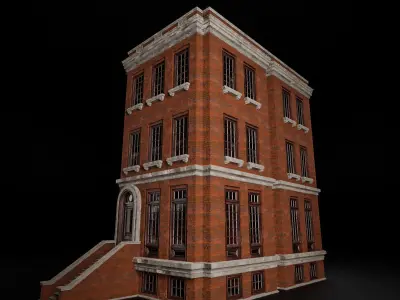 BROOKLYN BROWNSTONE REGULAR OLD BUILDING 004 Low-poly 3D model