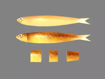 Cartoon fried fish Low-poly 3D model