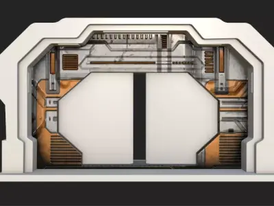SciFi Industrial Door Futuristic Cyberpunk Gate Low-poly 3D model
