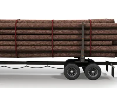 Peterbilt 359 log trailer Low-poly 3D model