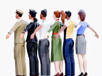 Low Poly Airline Crew Pack Low-poly 3D model