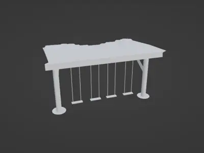 modern swing set pavilion with snow covered roof Low-poly 3D model