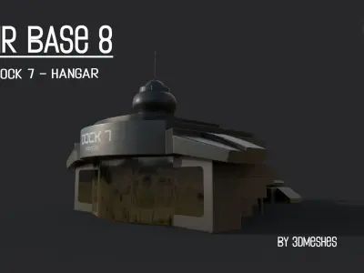 AIR BASE 8 - Dock 7 - Hangar PBR low poly Low-poly 3D model