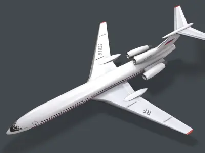 Tupolev Tu-154 Russia Animated Low-poly 3D model