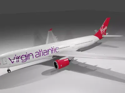 Virgin Atlantic Airbus a330-900neo model with cockpit Low-poly 3D model
