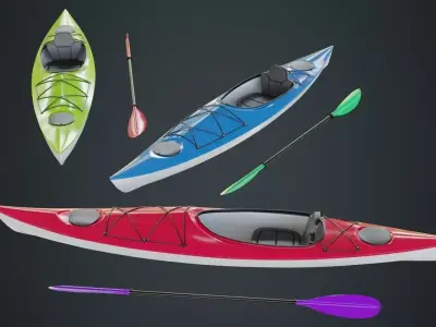 Kayak 2A Low-poly 3D model